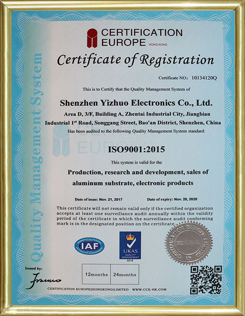 China Shenzhen Yizhuo Electronics Co., Ltd certification