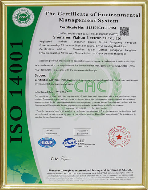 China Shenzhen Yizhuo Electronics Co., Ltd certification