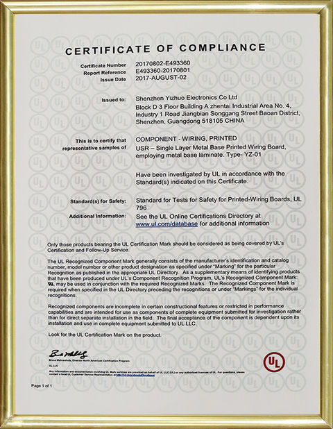 China Shenzhen Yizhuo Electronics Co., Ltd certification