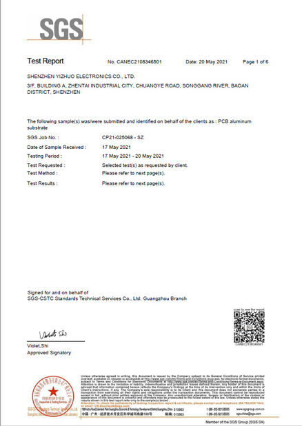 China Shenzhen Yizhuo Electronics Co., Ltd certification